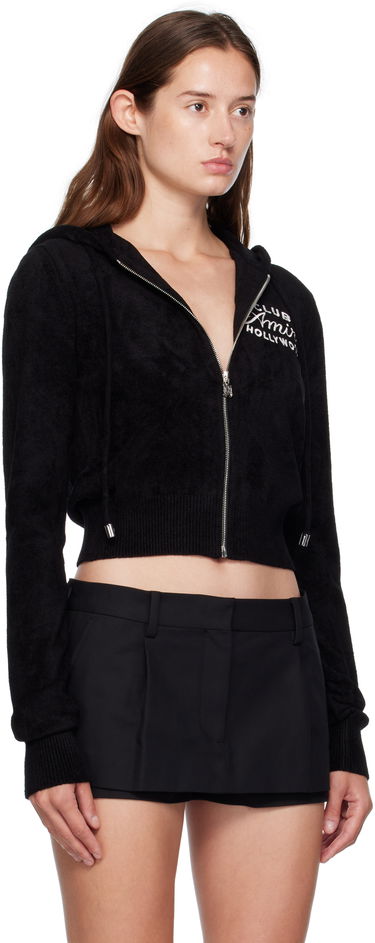 Mikina AMIRI AMIRI 'Club AMIRI' Cropped Zip-Up Hoodie Čierna | AWKNHD1010, 1