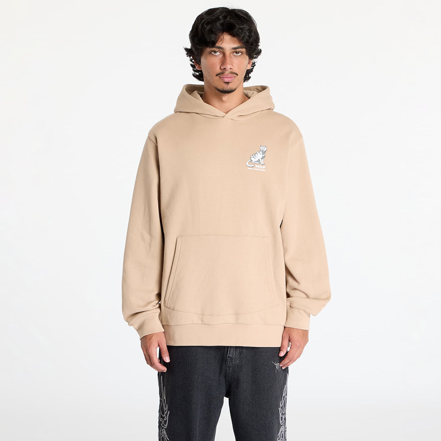 Mikina RIPNDIP Man I Love Felines Hoodie Sandstone Béžová | RNDFAL24140, 0