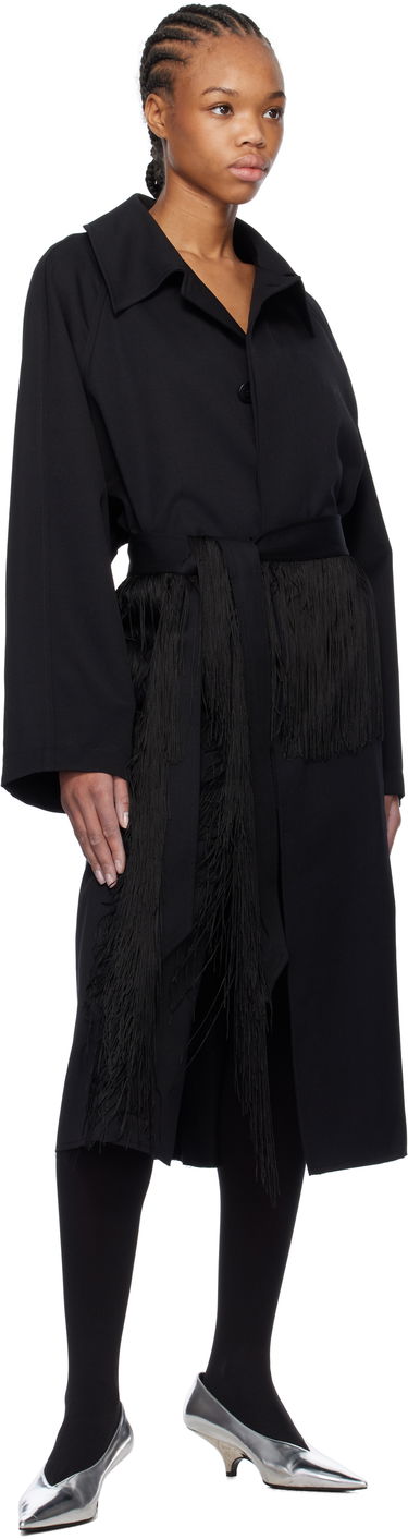 Kabáty Maison Margiela MM6 Maison Margiela Wool Gabardine Trench Coat with Fringed Belt Čierna | S52AH0079 S78542, 3