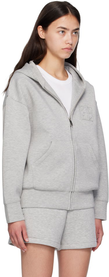 Mikina Anine Bing ANINE BING Bond Zip Up Framed Monogram Hoodie Šedá | A-08-10742-GRY1, 1