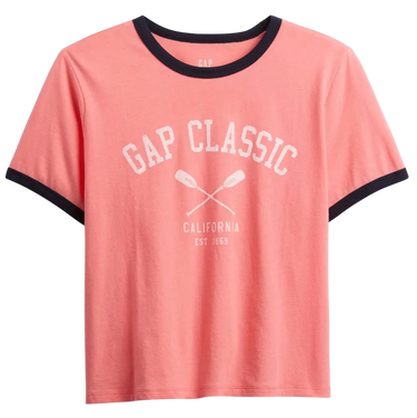 Crop Top GAP Classic Graphic Ringer Crop T-Shirt Ružová | 781556-02, 4