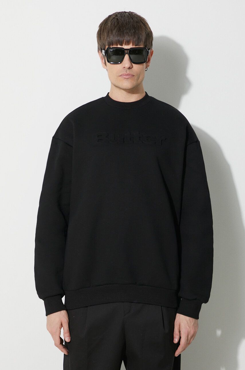 Mikina Butter Goods Embossed Logo Crewneck Sweatshirt Čierna | BGQ423D11104, 0