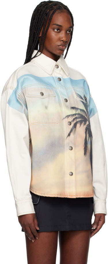 Košeľa Palm Angels Palm Angels Sunrise Palm Denim Overshirt Biela | PWYD023S25DEN0010384, 1