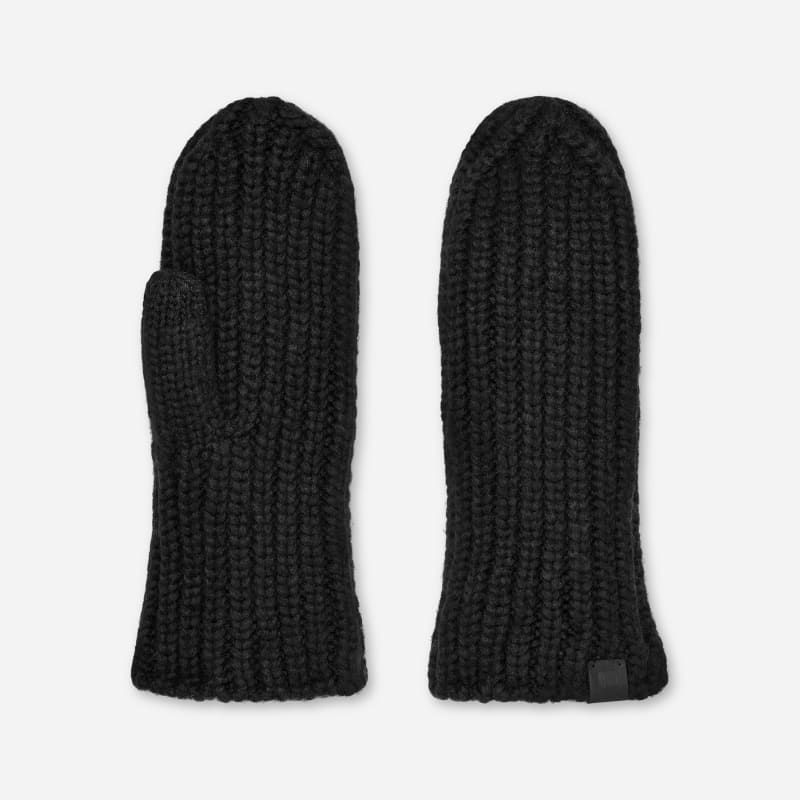 Rukavice UGG UGG Rib Knit Mittens Čierna | 101022-BLK, 1