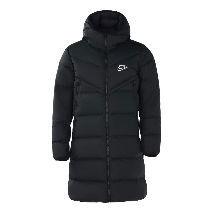 Prešívaná bunda Nike Sportswear Down-Fill Windrunner Hooded Mid-Length Jacket Čierna | CU4409-010