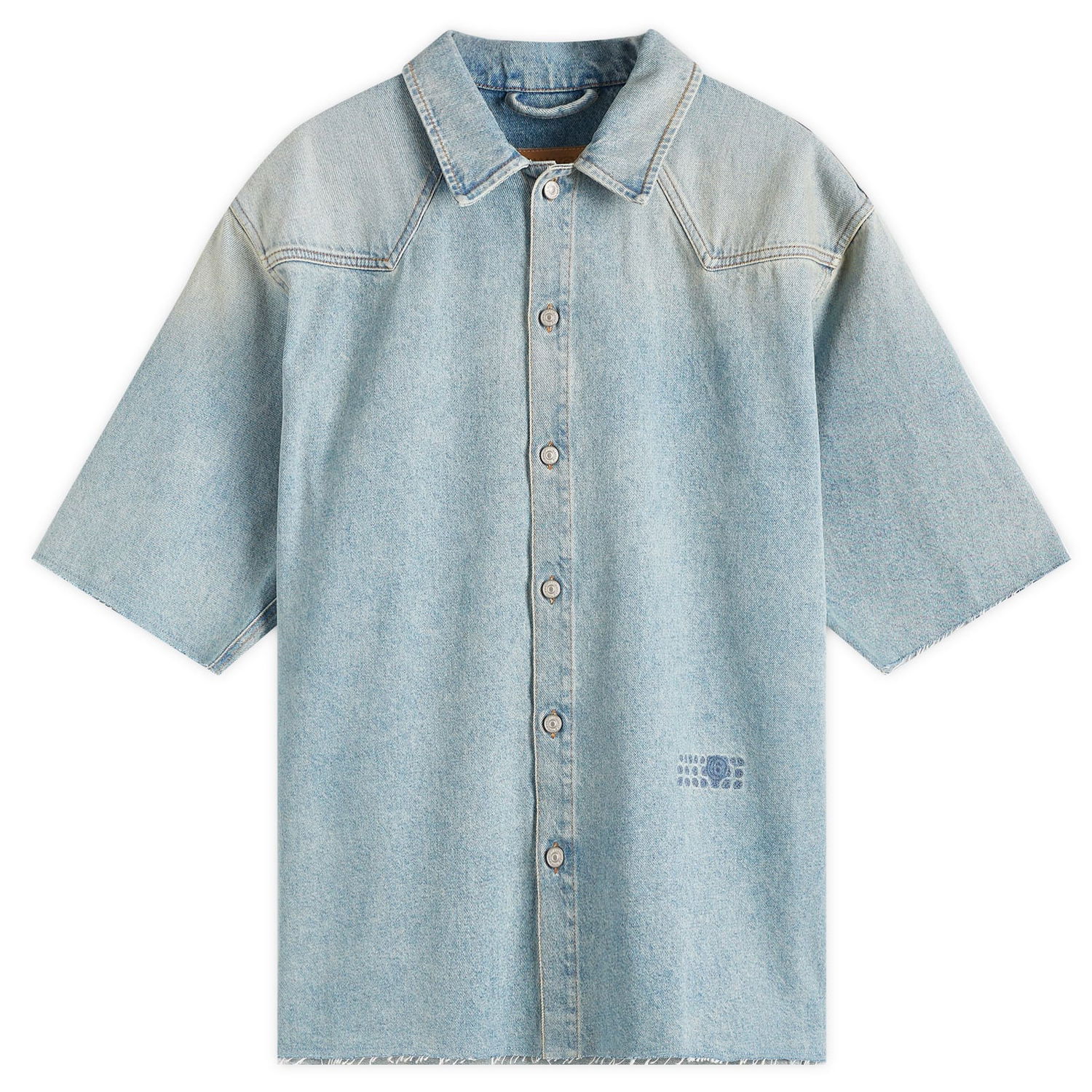 Košeľa Maison Margiela MM6 Maison Margiela Short Sleeve Denim Shirt, Size Small Modrá | SH0DR0006-M30019-964, 0