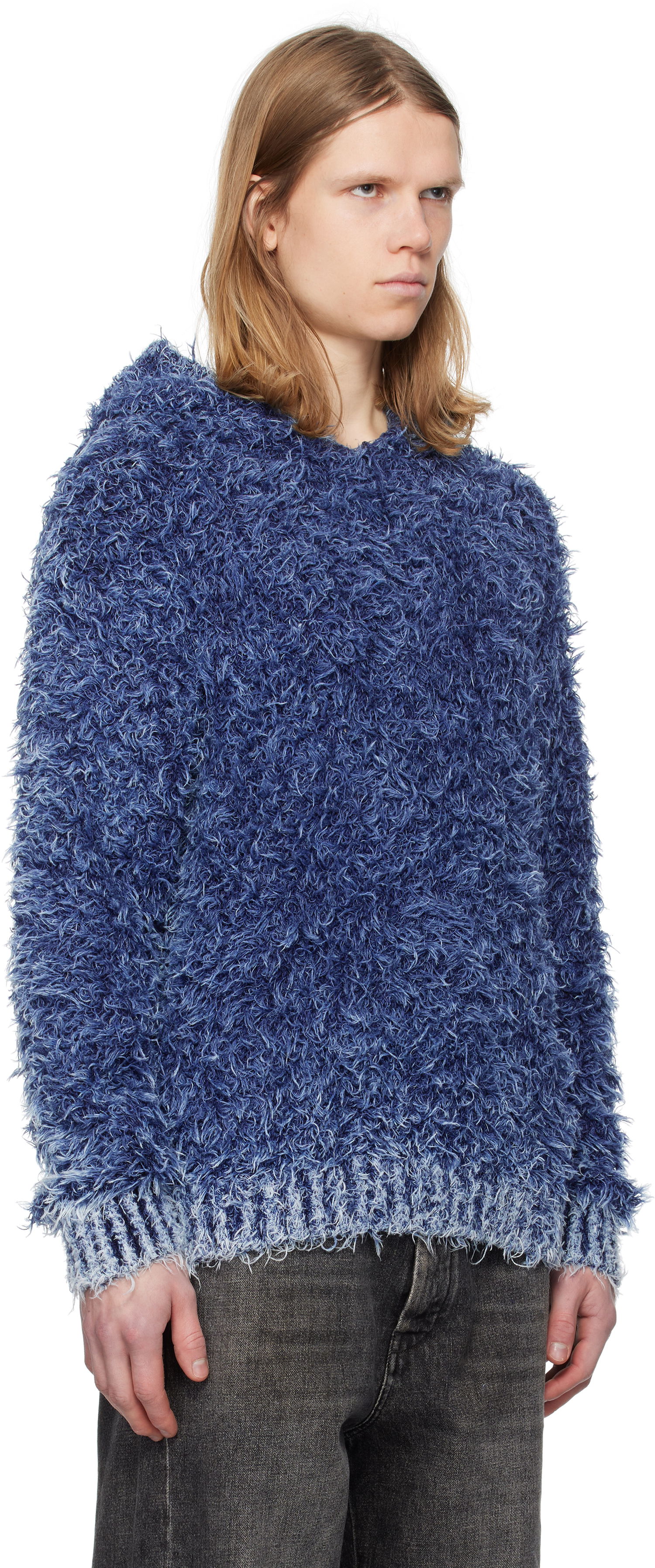 Sveter Diesel K-Dave Fuzzy Hoodie Modrá | A16568-0KNAE-8ATS, 1