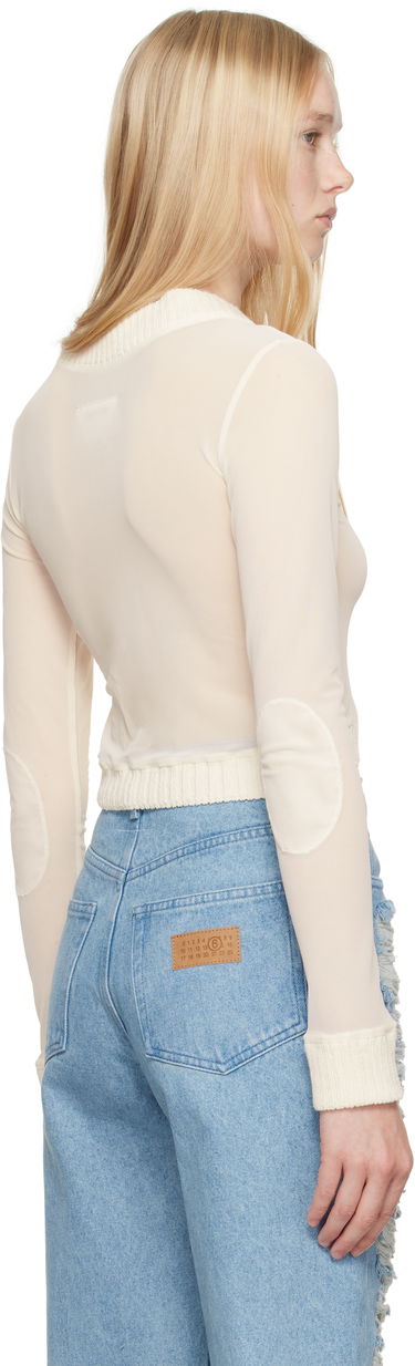 Sveter Maison Margiela MM6 Maison Margiela Elastic Jersey Mesh Long Sleeve Cardigan Béžová | S62NH0041 S24423, 2