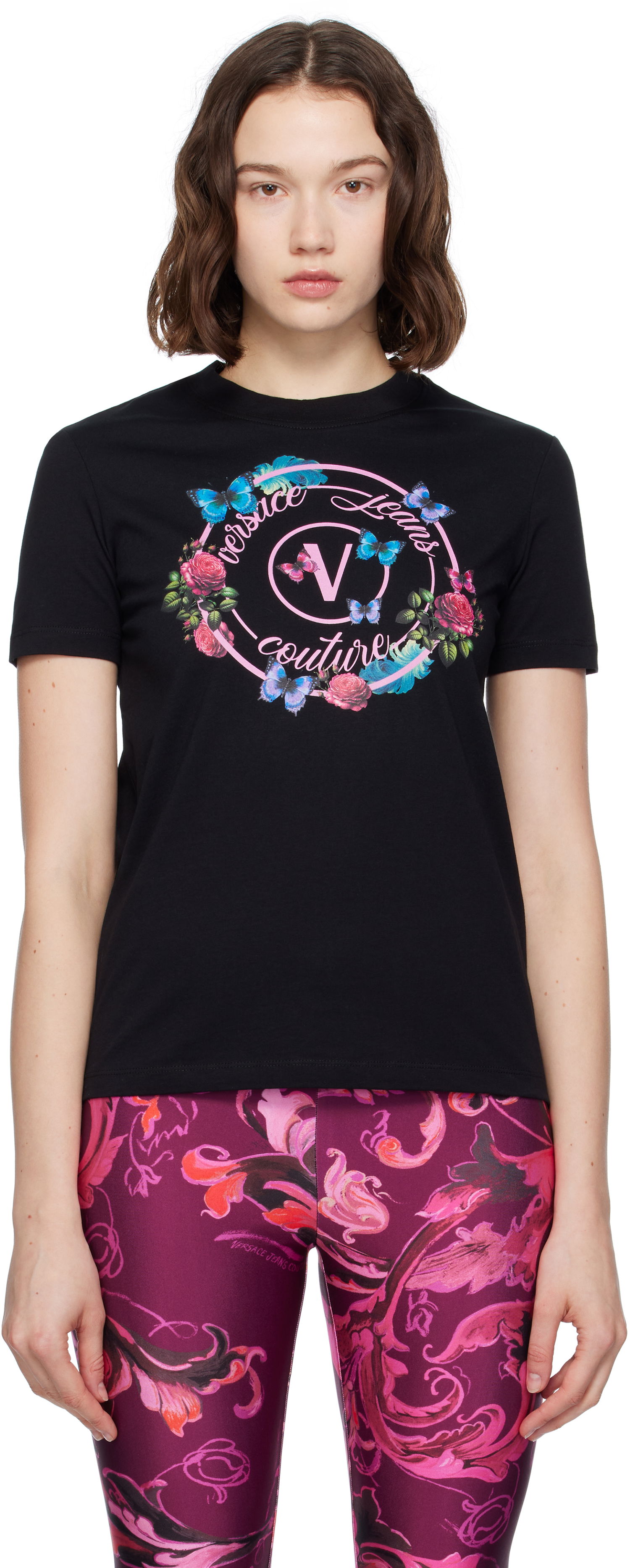 Tričko Versace Versace Jeans Couture Cotton Jersey Graphic T-Shirt Čierna | E79HAHP01_ECJ01P, 0