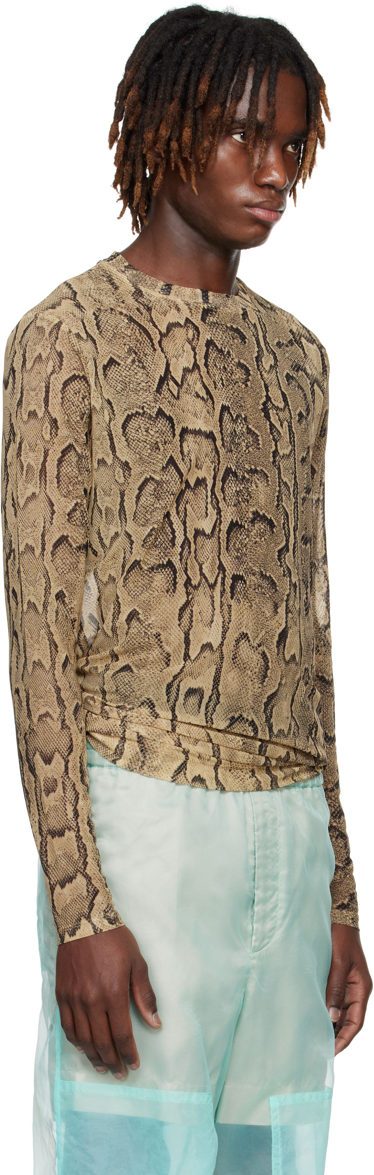 Sveter Dries Van Noten Dries Van Noten Snakeskin Print T-Shirt Hnedá | 251-021131-1620, 1