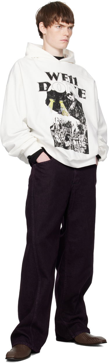 Mikina We11done We11done Cat Poster Graphic Hoodie Biela | WD-TH2-25-837-U-WH, 3