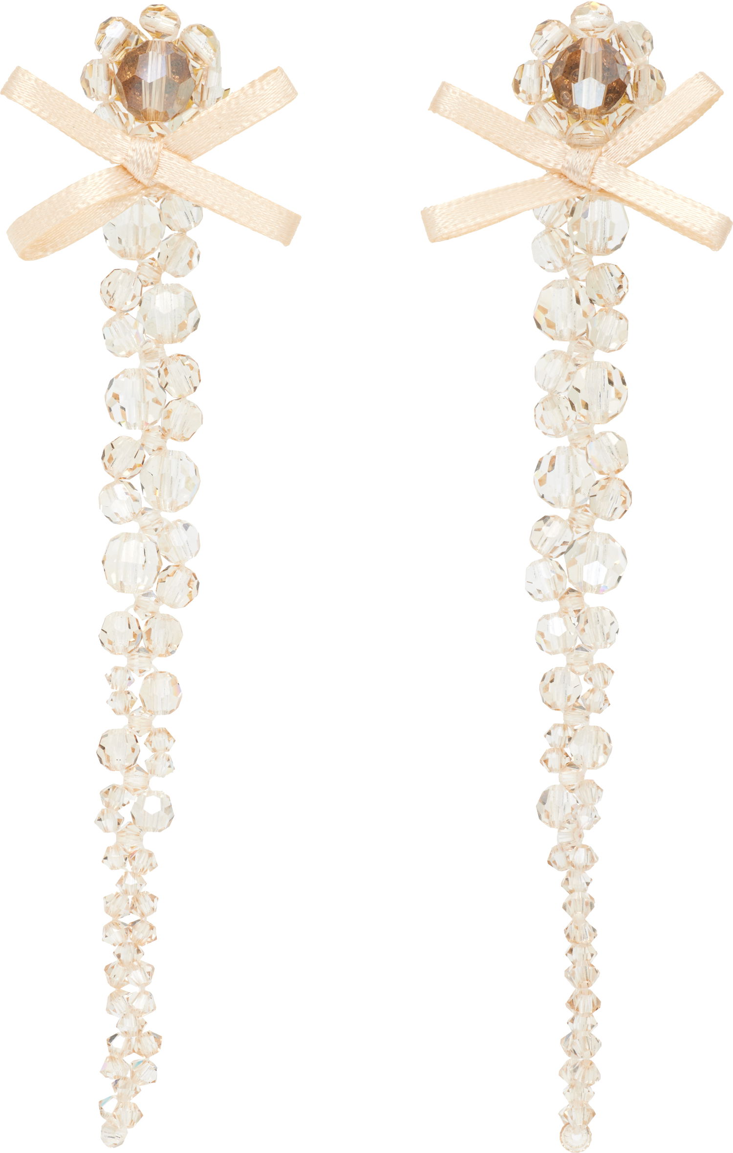 Náušnice Simone Rocha Simone Rocha Petite Bow Drip Faceted Crystal Bead Earrings Béžová | ERG547 0903, 0