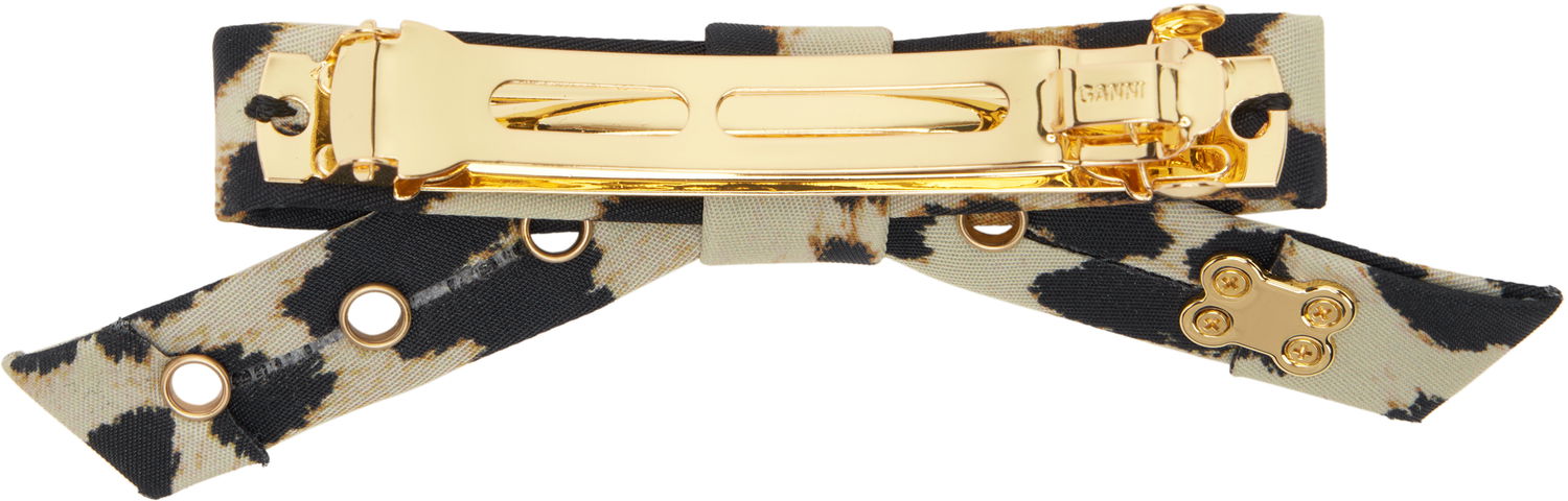 Spona GANNI GANNI Leopard Eyelet Bow Barrette Rôznofarebný | A6656, 1