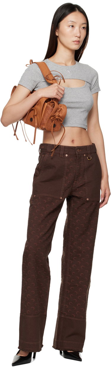 Cargo nohavice Marine Serre Marine Serre Moon Jacquard Twill Workwear Cargo Pants Hnedá | WPA141B CWOV0063, 3