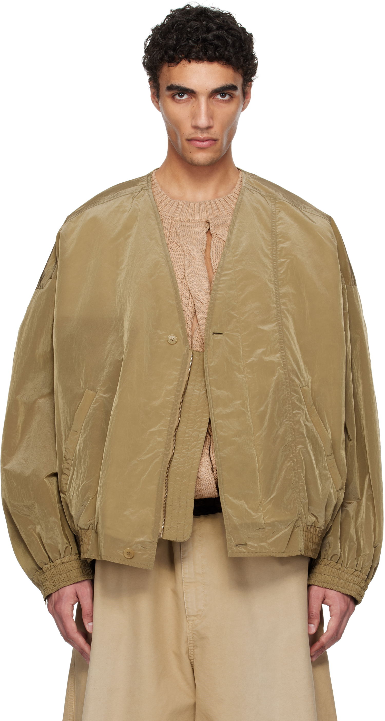 Bomber bunda HED MAYNER Hed Mayner Crinkled Taffeta Bomber Jacket Hnedá | HMMA10028A-HA156, 0