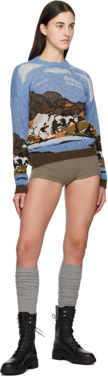 Sveter Max Mara Weekend Landscape Print Wool Blend Sweater Modrá | 2425366272600 MM12204, 3