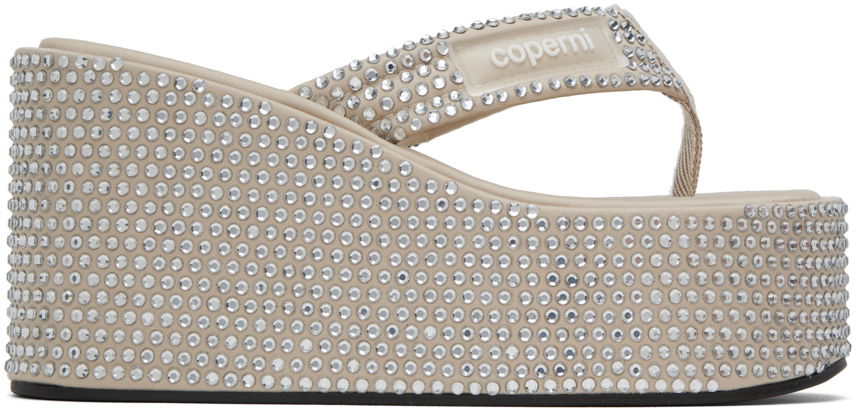 Doplnky Coperni Coperni Crystal Embellished Wedge Sandals Béžová | COPSH09455, 0