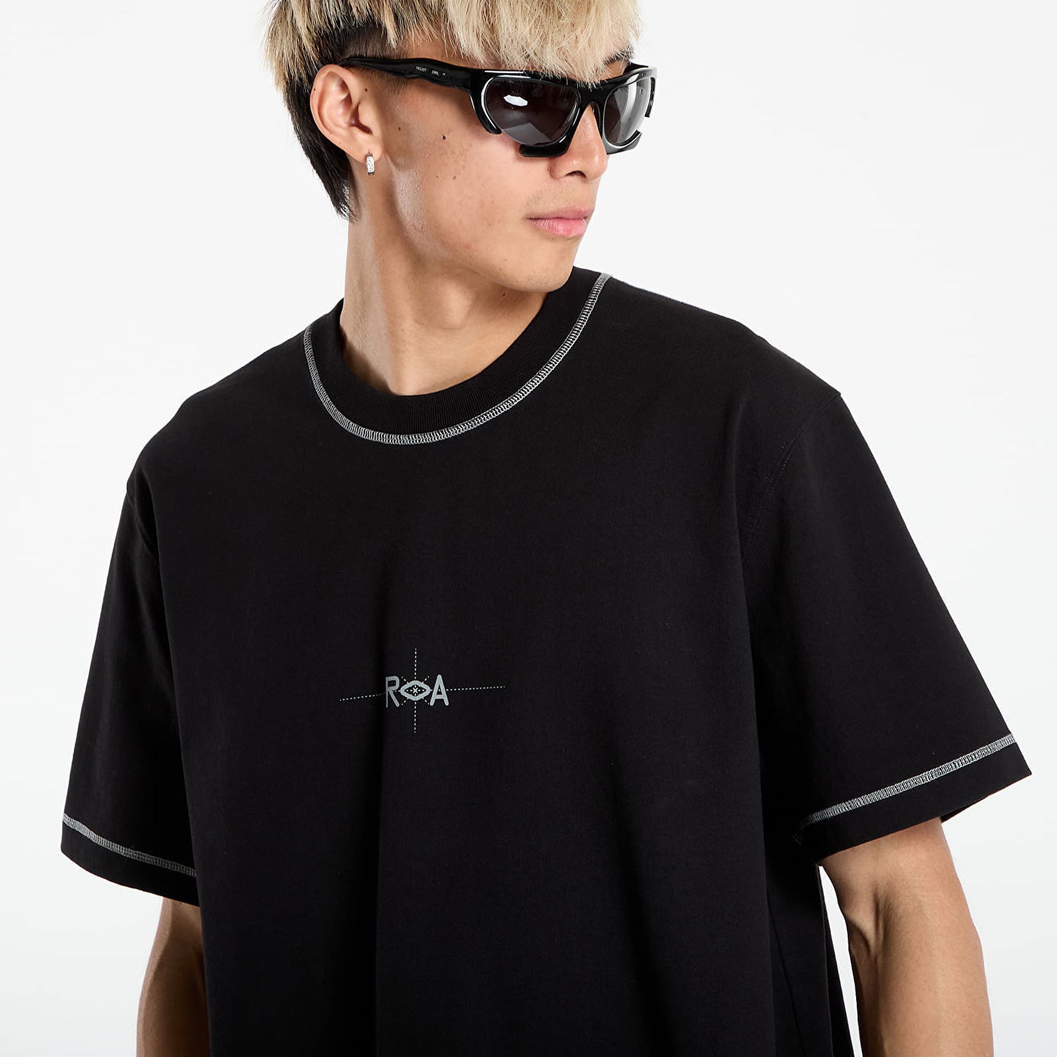 Tričko ROA ROA Info Stitch Organic T-Shirt Čierna | RBMW0545JY58 BLK0001, 1