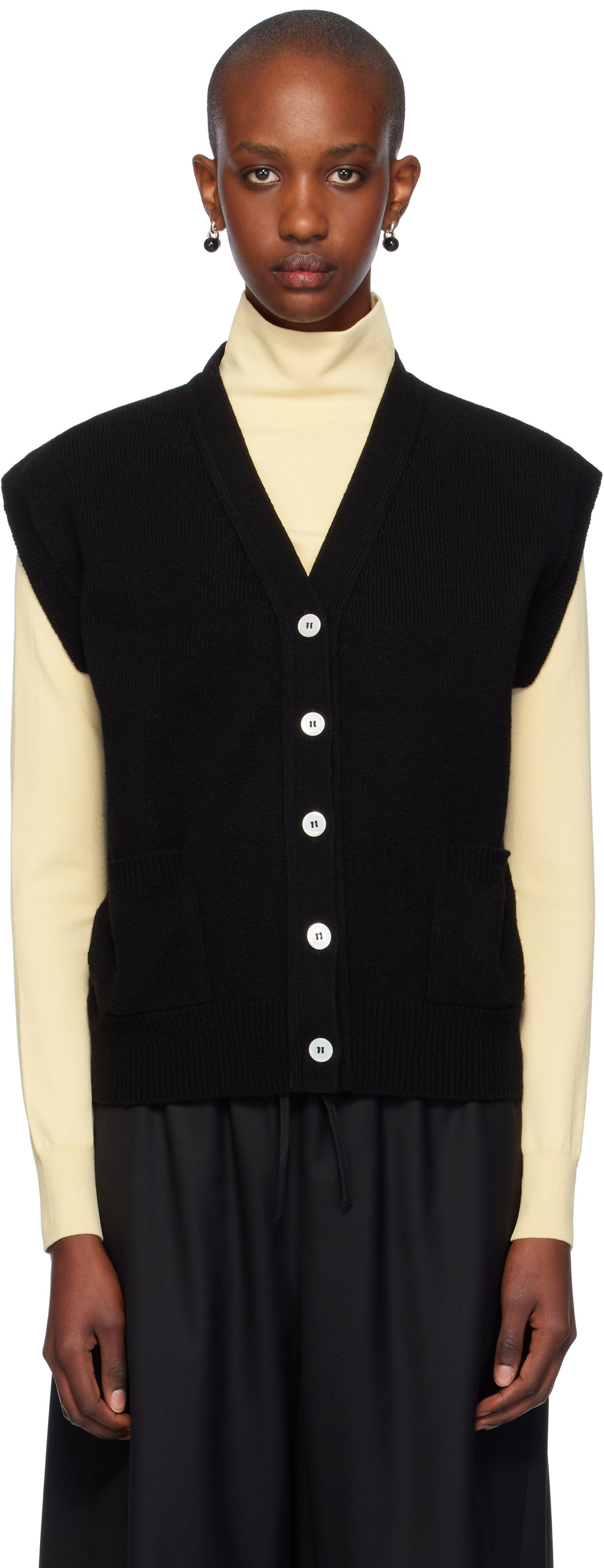 Vesta &Daughter Wexford Buttoned Knit Vest Čierna | HKN03892, 0