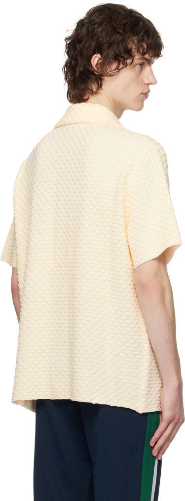 Košeľa Casablanca Casablanca Textured Knitted Short Sleeve Button-Up Shirt Béžová | MPS25-KW-881-01, 2