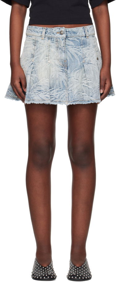 Sukňa Palm Angels Palm Angels Palms Jacquard Denim Miniskirt Modrá | PWYF019S25DEN0014440, 0