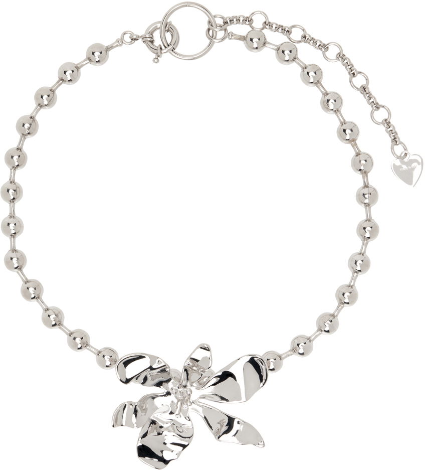 Náhrdelník Acne Studios Flower Pendant Beaded Chain Necklace Metalická | C50442-, 0