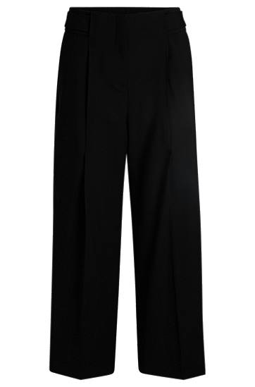 Nohavice BOSS High-Waisted Virgin Wool Trousers Čierna | 50531903, 0