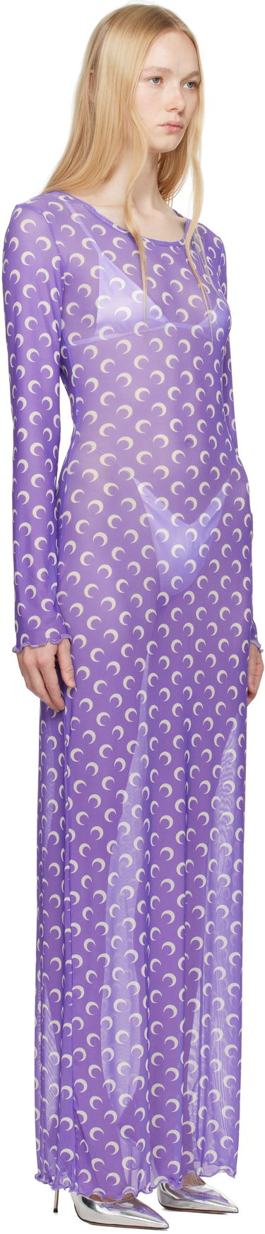 Šaty Marine Serre Marine Serre Moon Printed Mesh Maxi Dress Hnedá | WDR297B CJER0054, 4