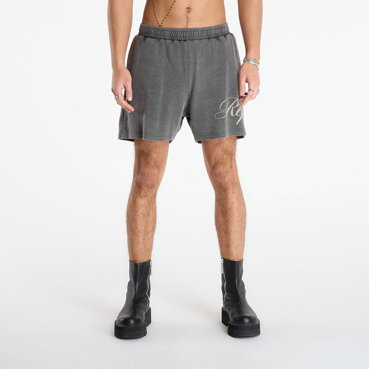 Šortky Represent Clo Owners Club Script Embroidered Textured Shorts Šedá | OCM41237-47, 0