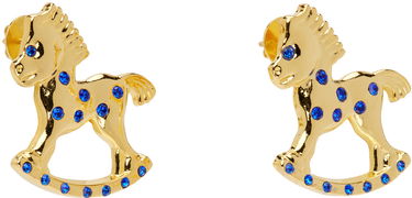 Náušnice Chopova Lowena Gold-tone & Blue Crystal Rocking Horse Earrings Metalická | 6507, 1