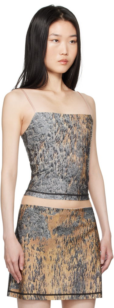 Crop Top Diesel Printed Rhinestone Tank Top Hnedá | A14459 0KMAQ, 1