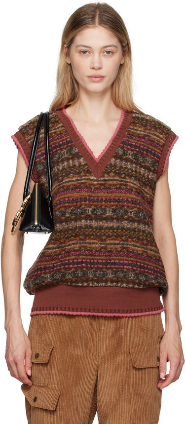 Sveter Anna Sui Anna Sui Jacquard Knit Vest Hnedá | 624C30, 0