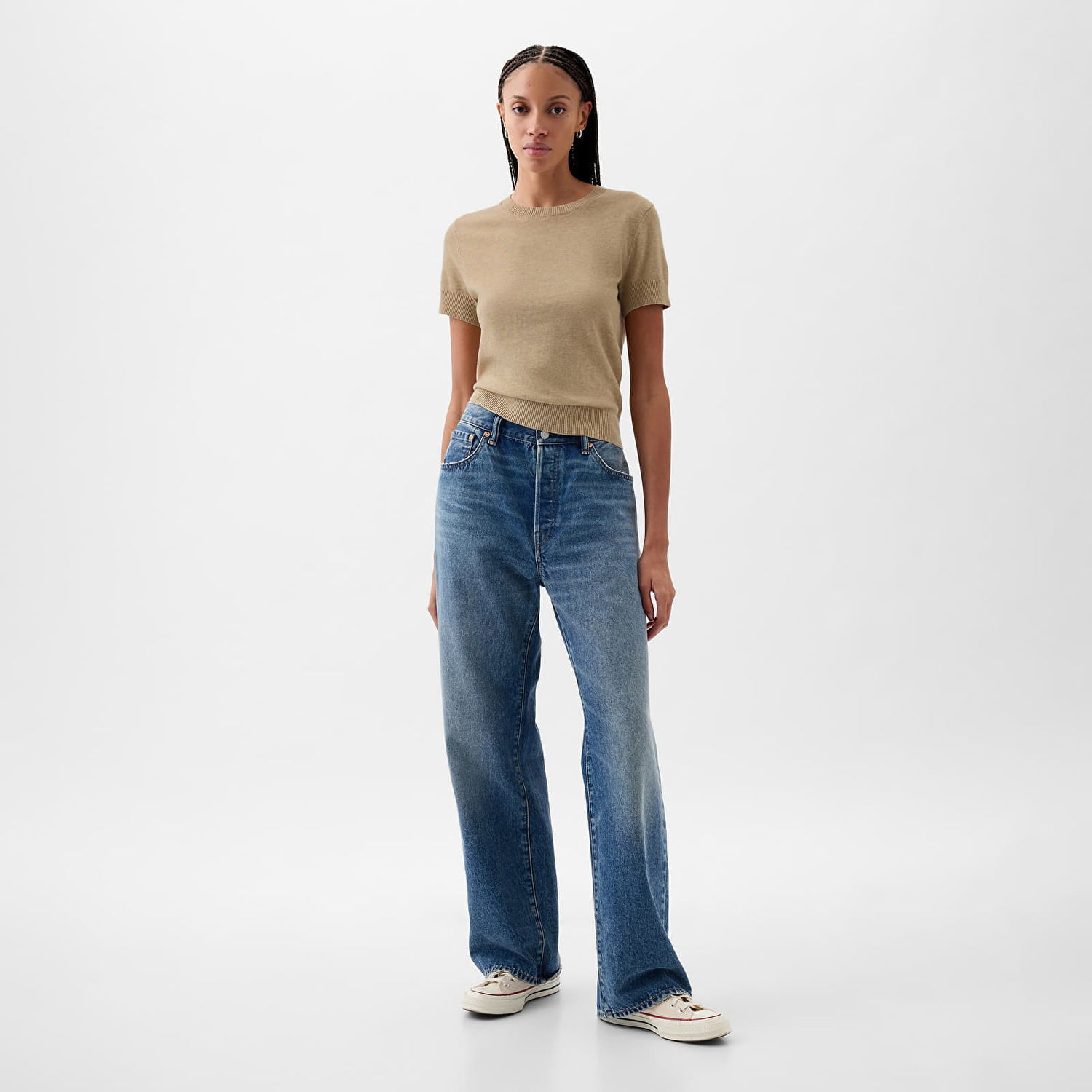 Tričko GAP Shortsleeve Cashsoft Baby Tee Iconic Khaki Zelené | 854755-06, 1