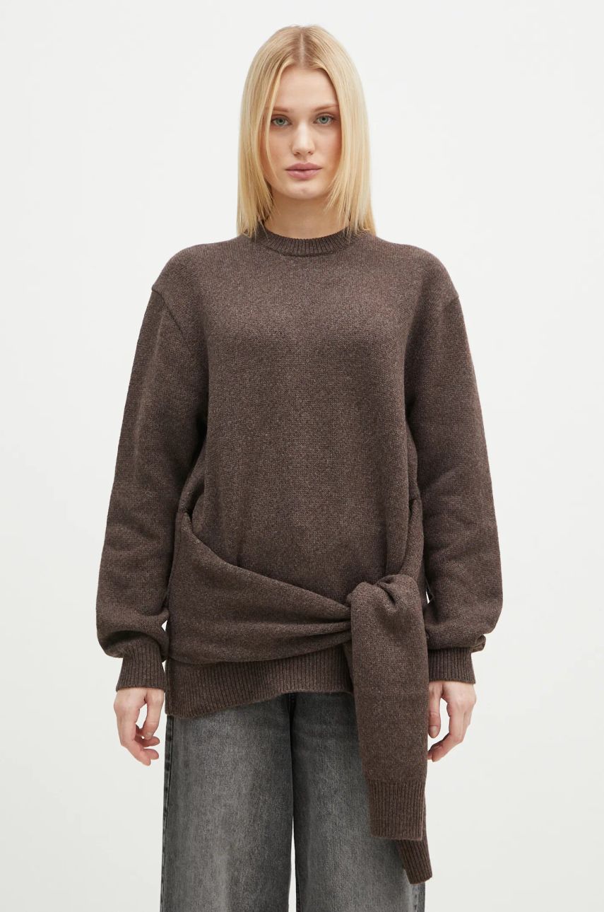Sveter JW Anderson JW Anderson Draped Tie Front Jumper Hnedá | KW1263.YN0384.958, 0