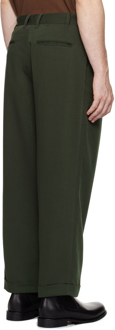 Nohavice BEAMS BEAMS PLUS 2 Pleats Trousers Zelené | 3823-0094-791, 2