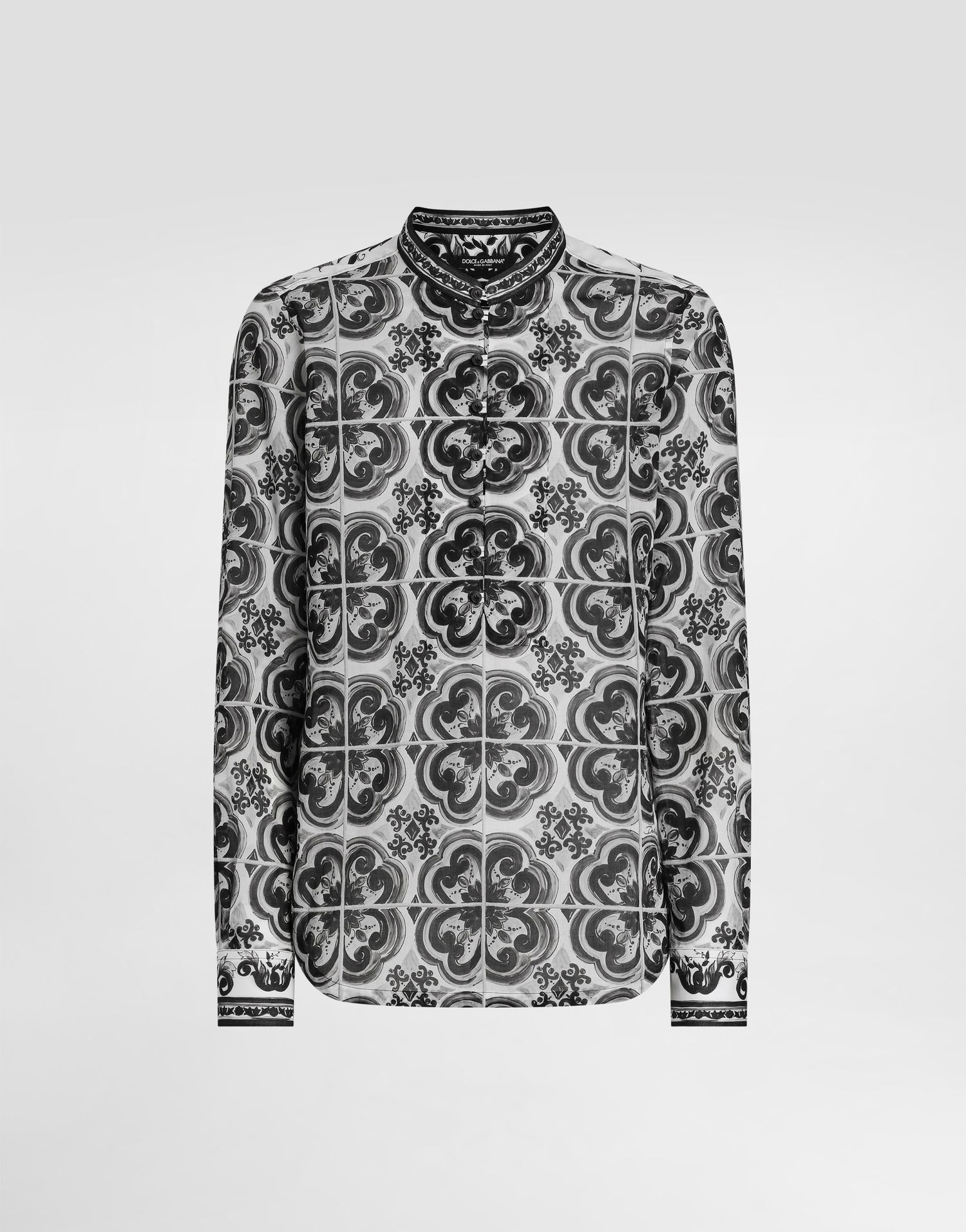 Košeľa Dolce & Gabbana Dolce & Gabbana Cotton Mandarin Shirt with Majolica Print Rôznofarebný | G5NI5THH5ELIU3TN, 0