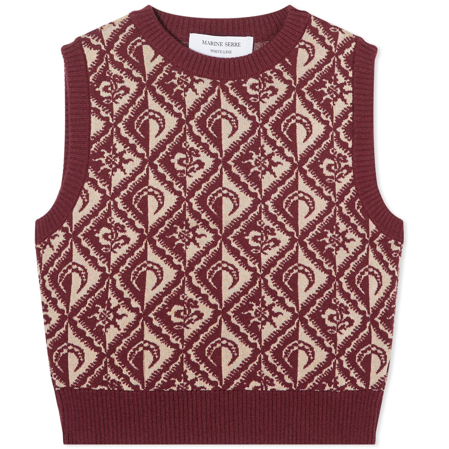 Sveter Marine Serre Moon Diamant Knit Jacquard Sleeveless Pullover Vest Vínová | WTO086-BG20, 0