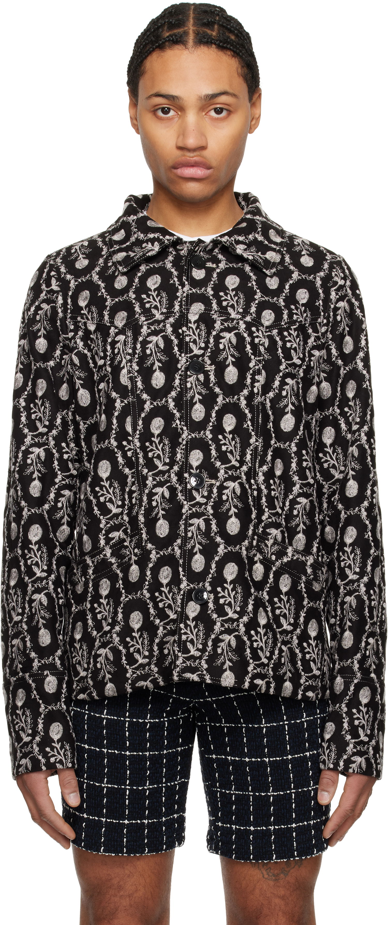 Bunda Anna Sui Anna Sui Sleeping Beauty Embroidered Faux-Suede Jacket Čierna | M1125A31, 0