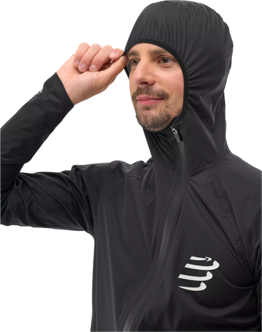 Vetrovka Compressport Hurricane Waterproof 10/10 Hooded Jacket Čierna | am00009b-990, 6