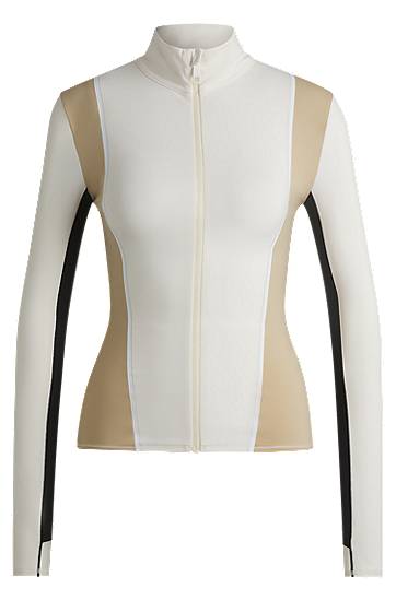 Sveter BOSS Color-Block Stretch Zip-Up Active Jacket Biela | 50540215