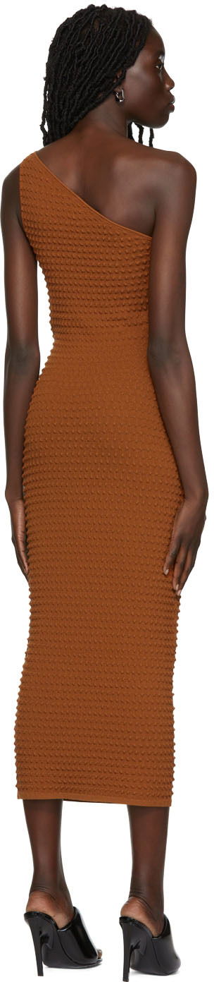 Šaty Helmut Lang Helmut Lang One Shoulder Textured Midi Dress Hnedá | M04HW704, 2