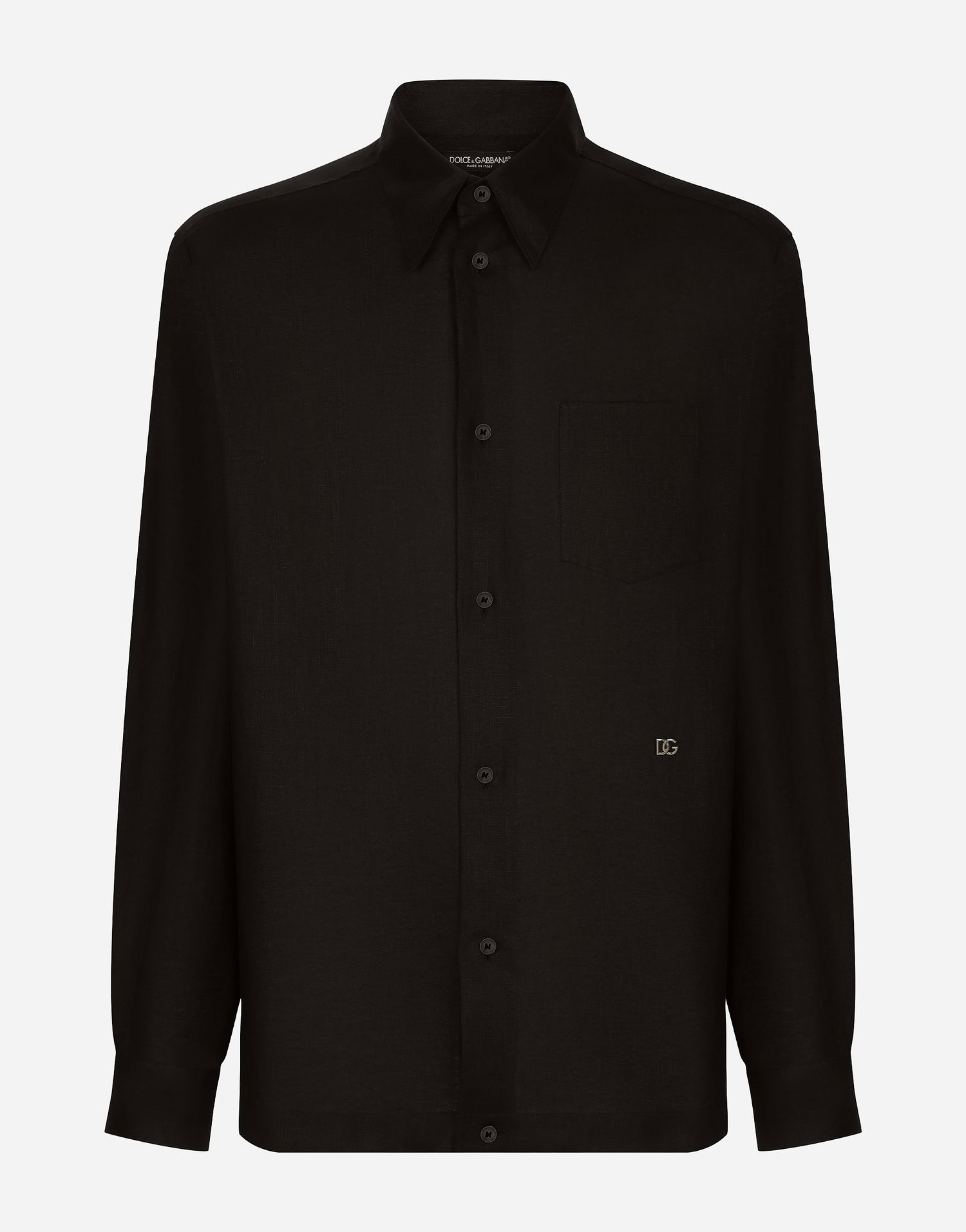 Košeľa Dolce & Gabbana Dolce & Gabbana Linen Shirt With DG Logo Čierna | G5KJ0TFU4IKN0000, 0