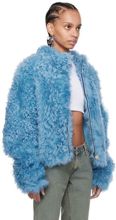 Bunda ERL ERL Stand Collar Shearling Jacket Modrá | ERL08J001, 1