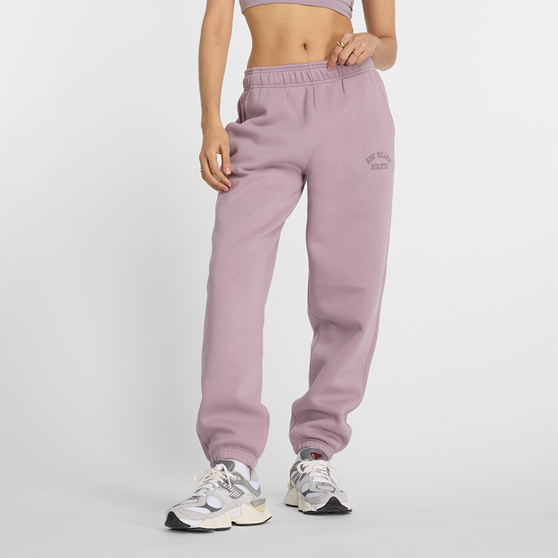 Tepláky New Balance NB Sweatpants Fialová | Dámske nohavice New Balance WP43500ICW – ružové, 0