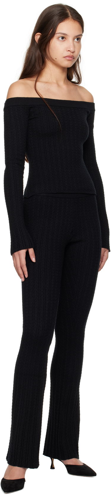 Sveter GUIZIO Guizio Mia Off-the-Shoulder Knit Top Čierna | H24107S047, 3