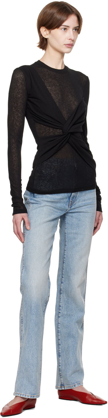Sveter Nanushka Nanushka Izolda Draped Mesh Jersey T-Shirt Čierna | NW25RSTP16499, 3