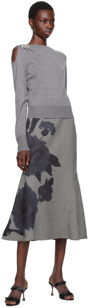 Sveter Erdem Drape Detail Knit Sweater Šedá | PF24_F1KT3_GYEKW, 3