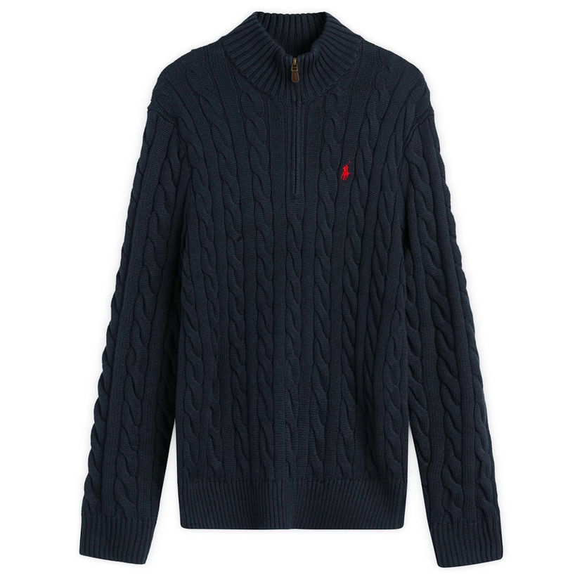 Sveter Polo by Ralph Lauren Cable Knit Half Zip Jumper Navy | 710810841001-BLU