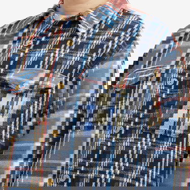 Košeľa Human Made Human Made Crazy Check Long Sleeve Shirt Modrá | HM28SH014-BL, 5
