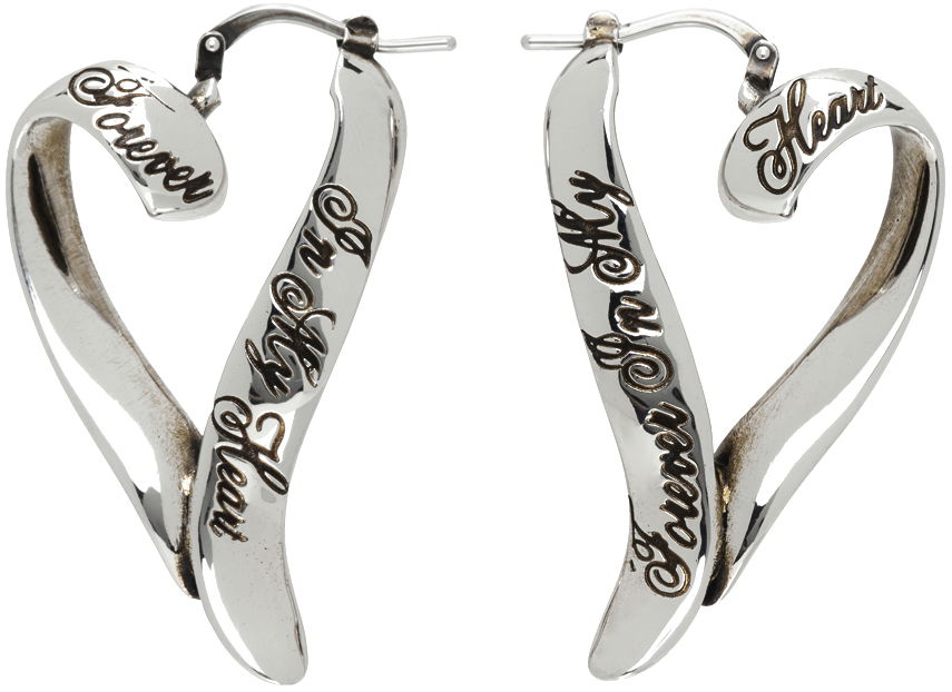 Doplnky Acne Studios Silver Heart Hoop Earrings Šedá | C50393-, 0